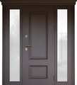 Входная термодверь со стеклами по бокам, металлобагетом и карнизом (порошковая покраска и МДФ)