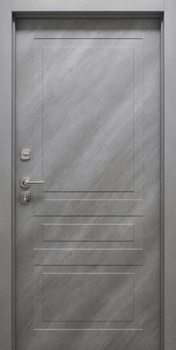 Стальная дверь с отделкой панелями МДФ «текстура камня» Стальная дверь с отделкой панелями МДФ «текстура камня»