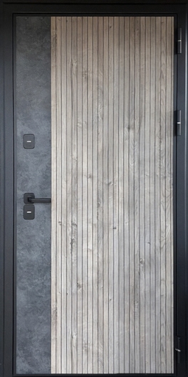 Входная квартирная дверь с составными панелями МДФ (текстура дерева и камня) Входная квартирная дверь с составными панелями МДФ (текстура дерева и камня)