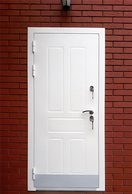 Белая порошковая дверь с отбойником