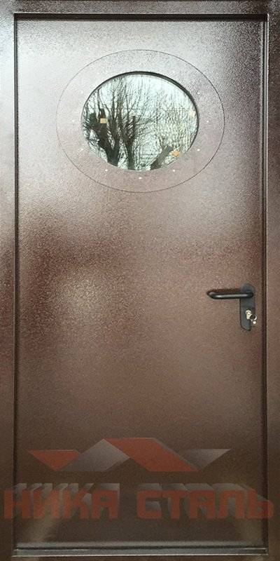 Противопожарная дверь из оцинковки с окошком