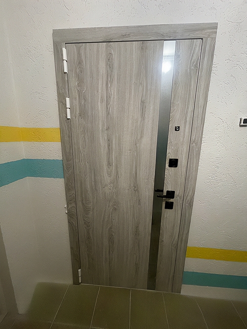 Квартирная дверь с МДФ-панелью и декоративной вставкой