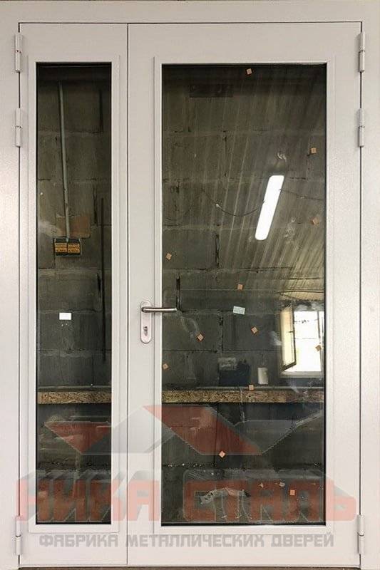 Металлическая двухстворчатая дверь со стеклом