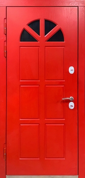 Красная дверь «термо» со стеклом