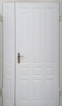 Металлическая полуторная дверь с белым МДФ