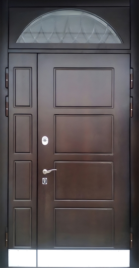 Полуторная дверь МДФ с фрамугой, стеклом и отбойником