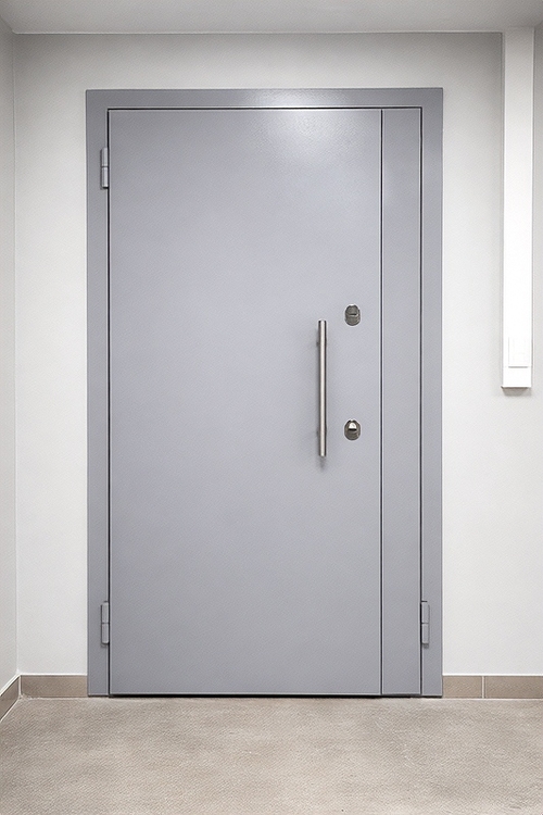 Серая полуторная бронедверь