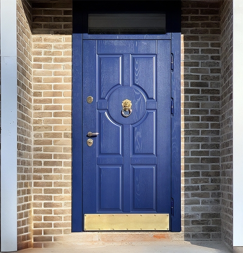 Синяя дверь с отбойником