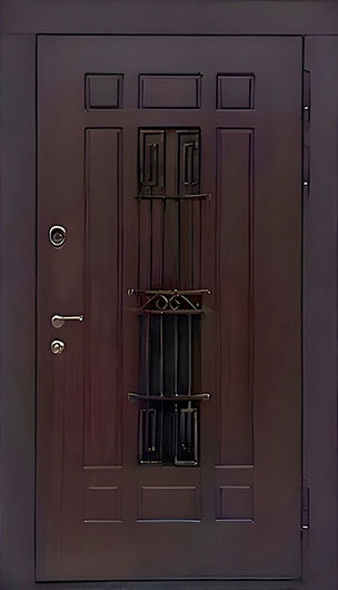 Входная дверь МДФ с кованой решеткой